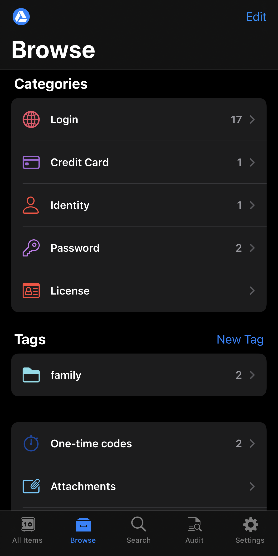 Use categories in Enpass to organize your data